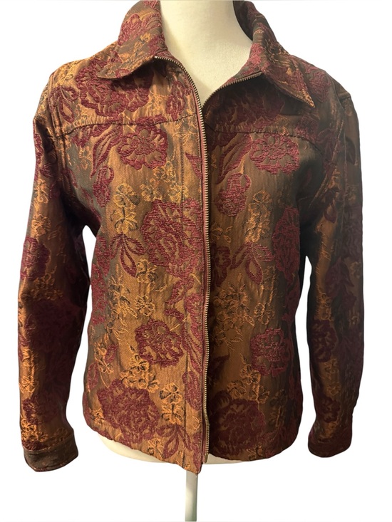 Jackets & Blazers - Women’s Reversible Floral Jacquard Zip-Front Jacket